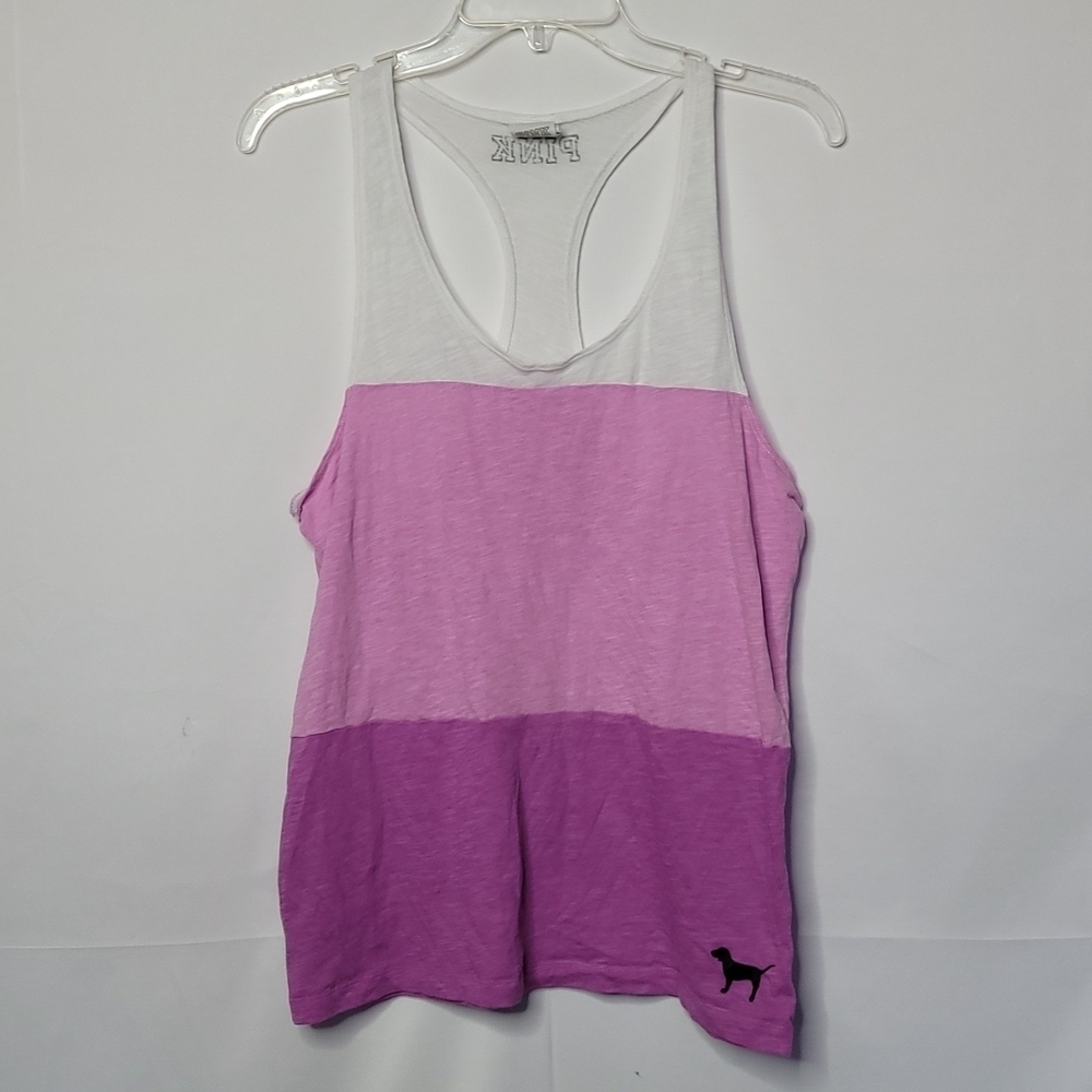 Victoria Secret Pink razor back purple white tank top sz Small